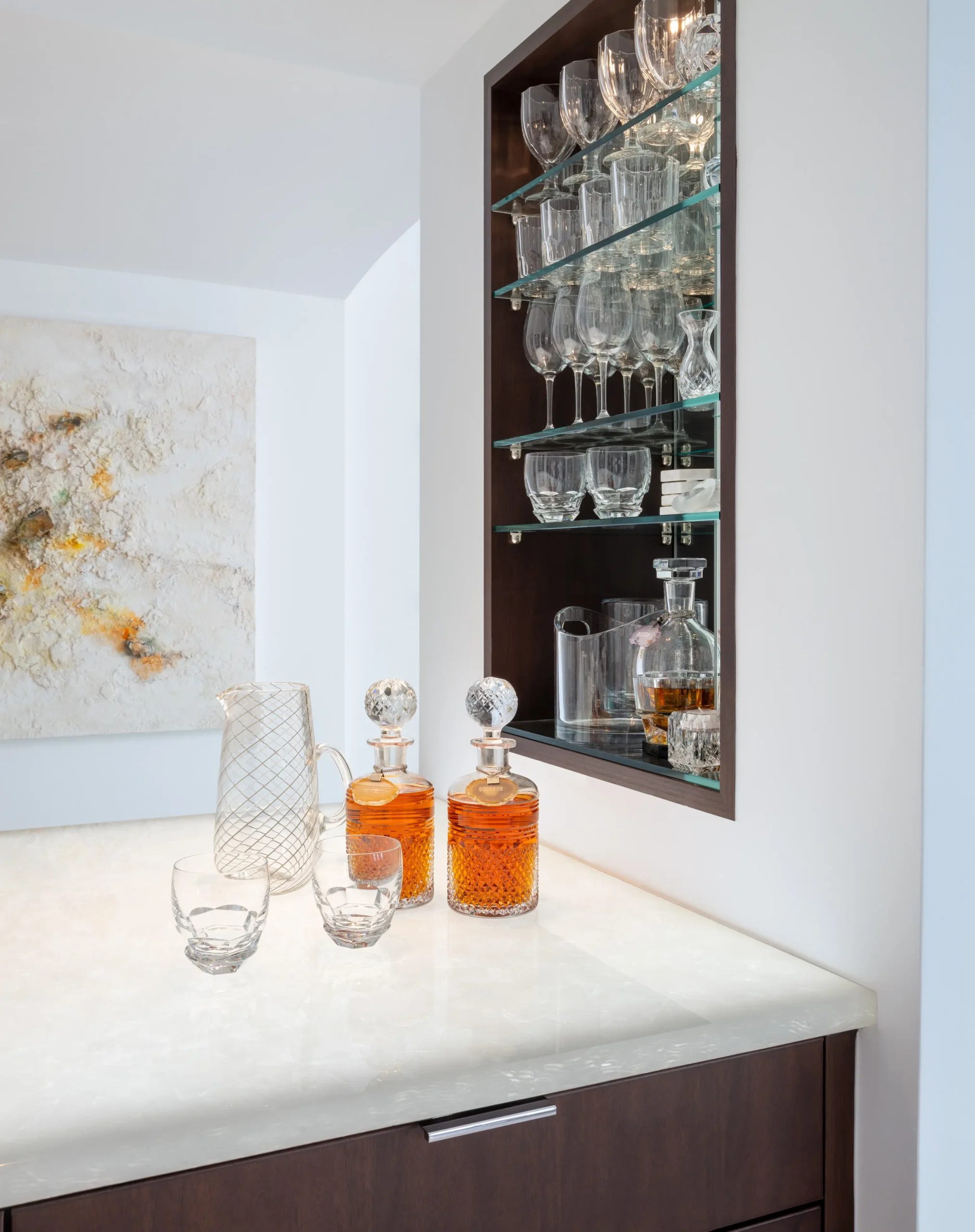 Custom built in bar cabinet by Dawn Wallace Design in Vero Beach