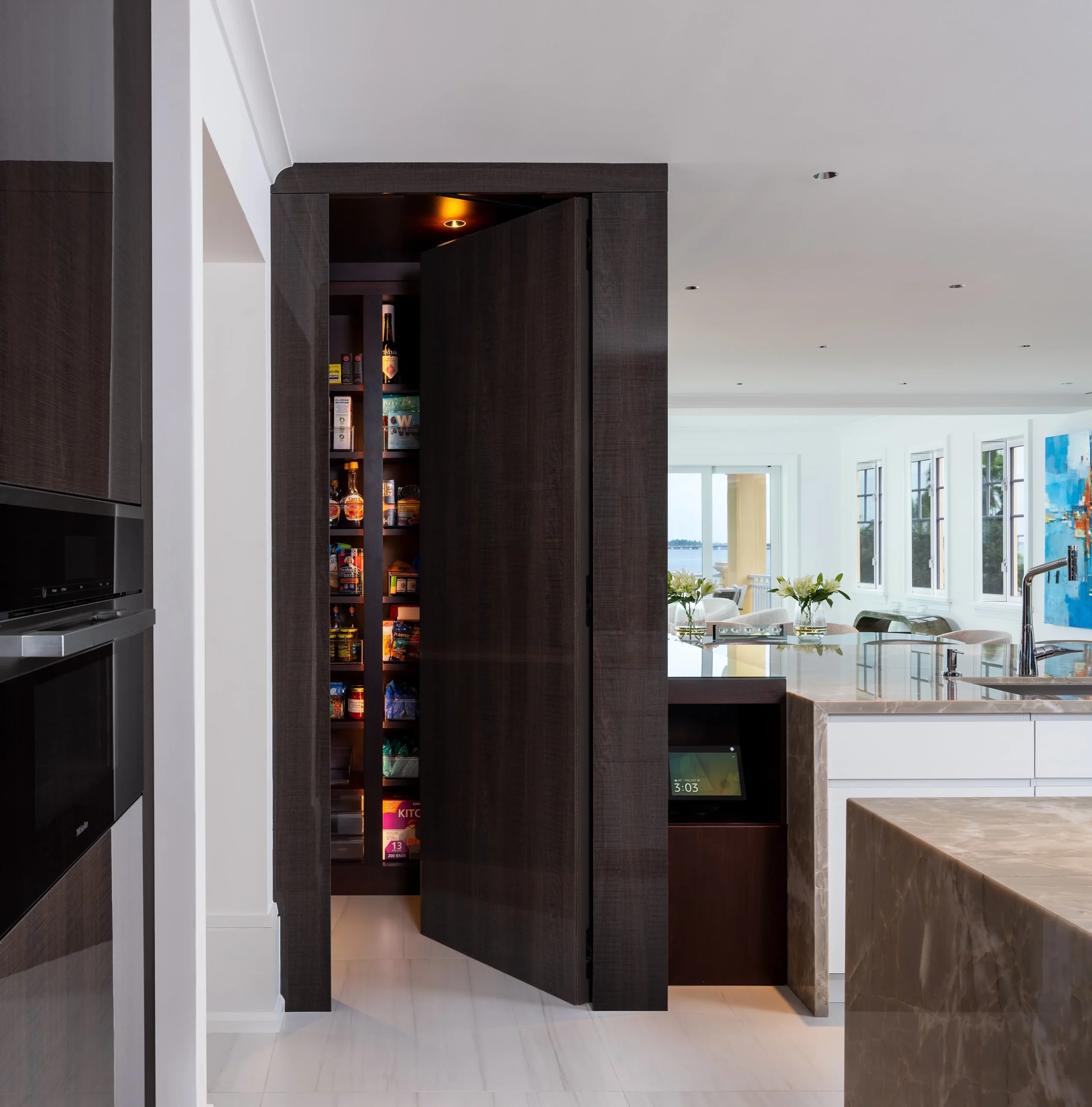 Custom built pantry by Dawn Wallace Design in Vero Beach - Open